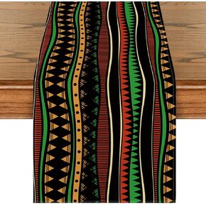 Artoid Mode Black History Month Traditional African Tribal Table Runner, Seasonal Summer Holiday Kitchen Dining for Home Party Decor 13x72 Inch