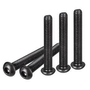 M2.5-0.45x5mm Button Head Socket Cap Screws - 100Pack - Good for Machine - Carbon Steel Black Oxide - Hex Drive Full Thread Fasteners