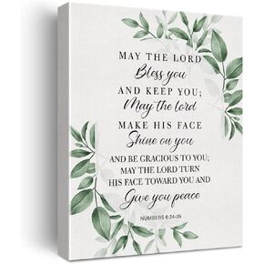 Numbers 6:24 May the Lord Bless You and Keep You Bible Verse Canvas Wall Art Christian Office Home Decor Scripture Poster Picture Artwork 11.5"x15" (Wooden Framed)