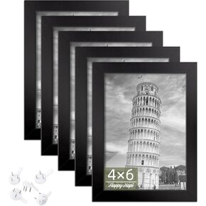 إطارات صور HappyHapi مقاس 5x7، 7 إطارات صور، عرض صور 5x7 بدون حصيرة أو 4x6 مع حصيرة، إطار صور معلق على الحائط أو شاشة عرض على الطاولة (أبيض) in Kuwait