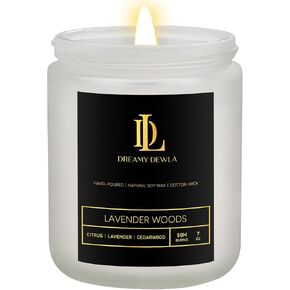Lavender Woods Scented Candles for Home, Candles Gift for Women Men, Aromatherapy Candles for Home Scented, Soy Candles, White Jar