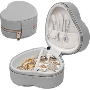 4Pcs Heart-Shaped Small Jewelry Box Travel Jewelry Case Girls Mini Jewelry Box for Rings Earrings Necklaces Organizing Portable PU Leather Jewerly Organizer for Women