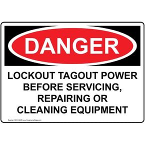 ComplianceSigns.com Danger Lockout Tagout Power Before Servicing, Repairing Or Cleaning Equipment OSHA Safety Label Decal, 10x7 in. Vinyl for Machinery