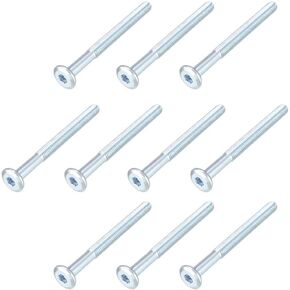 uxcell M6x70mm Furniture Screw Hex Socket Cap Machine Screws Zinc Plated Fasteners Bolts Half Thread Carbon Steel 10Pcs