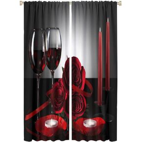 Wine Window Curtain Drape Wine Themed Collage on Wooden Backdrop with Grapes and Meat Rustic Country Drink Decorative Room Darkening Curtains for Home Kitchen Office Coffee Room 2 Panles 42x45in