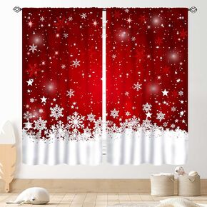 Christmas Curtains for Living Room, Xmas Merry Christmas Fir Twigs Ball New Year Holiday Party Decor Window Drapery Treatments for Bedroom Kitchen Bathroom Home 2 Panels Set, 42"x45" Inch