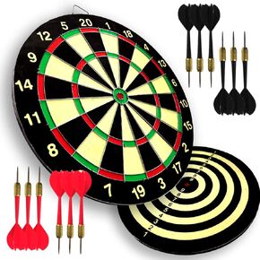 Paper Dartboard with Two Games Design, 12 Steeltip Darts, One-Piece Shaft and Flight with No Flights Falling Out, Easy Hang Up Construction