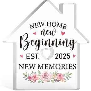 Housewarming Gifts New Home New House New Apartment Gift for Women Men Couple New Home New Beginning 2025 New Memories Sign Desk Decor Decorations for Home Living Room Bedroom
