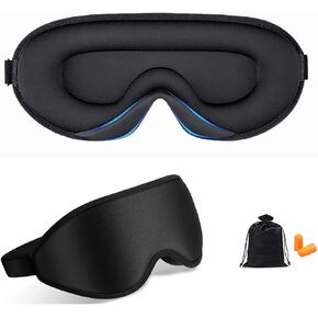 Sleep Eye Mask for Both Women and Men, 3D Weighted Eye Cover Sleeping Mask, Blackout Blindfold of Eyemask, Includes Travel Pouch (Black)