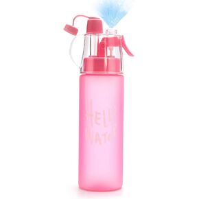 Emopeak 580ML Misting Water Bottle, 20OZ Sports Water Bottle with Spray Mist for Outdoor Hydration, BPA-Free Mist Water Bottle (Pink Frosted, 580ml/20oz)