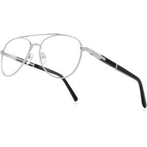 Classic Aviator Reading Glasses for Men Women Light Blocking Computer Readers Spring Hinge Metal Frame Acetate Legs