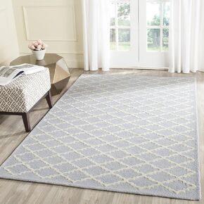 SAFAVIEH Cambridge Collection 6' x 9' Light Blue/Ivory CAM137A Handmade Moroccan Trellis Premium Wool Area Rug