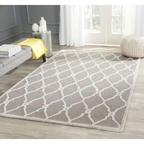 SAFAVIEH Cambridge Collection Area Rug - 8' Square, Dark Grey & Ivory, Handmade Moroccan Wool, Ideal for High Traffic Areas in Living Room, Bedroom (CAM352D)