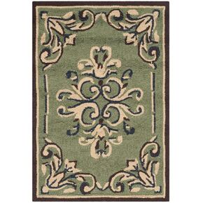 SAFAVIEH Easy Care Collection 2'6" x 8' Sage / Multi EZC735C Hand-Hooked Runner Rug