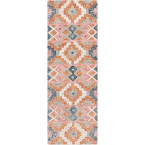 SAFAVIEH Aspen Collection Runner Rug - 2'3" x 8', Orange & Fuchsia, Handmade Boho Wool, Ideal for High Traffic Areas in Living Room, Bedroom (APN279P)