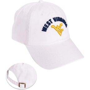 Desert Cactus West Virginia University Baseball Hat WVU Mountaineers Brimmed Embroirderd Hats Cap Adjustable Cloth Strap Adult (Style D1) White