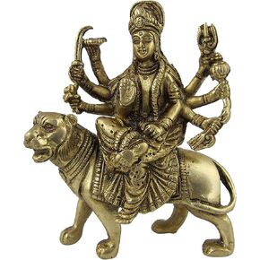 cosynee Statue Goddess Idol Hindu Religious Art Brass 5 Inch (Goddess Durga)