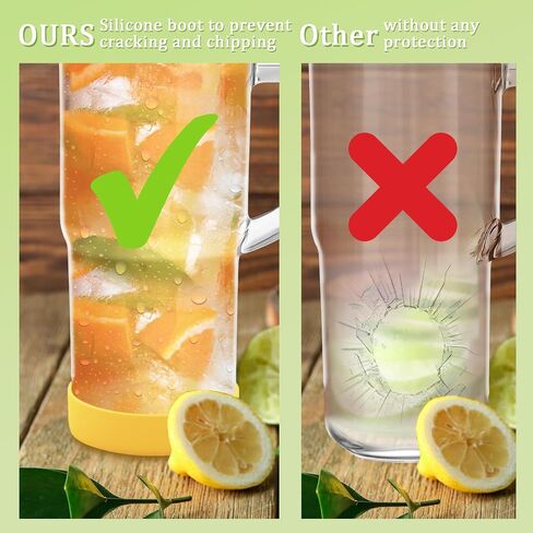 4-Pack 24oz Glass Tumbler Cups with Handle, Bamboo Lids, and Straws - Reusable Mason Jar Drinking Glasses for Iced Coffee, Smoothies, Beer, Juice, and Tea in Saudi Arabia