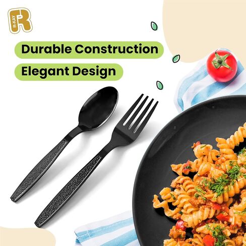 400 Count Plastic Silverware Heavy Duty - Clear Plastic Forks And Spoons Set - BPA Free Plastic Utensils Set - Heat Resistance Plastic Cutlery For All Occasions - 200 Forks And 200 Plastic Spoons in Saudi Arabia