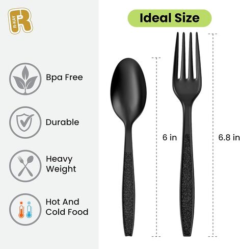 400 Count Plastic Silverware Heavy Duty - Clear Plastic Forks And Spoons Set - BPA Free Plastic Utensils Set - Heat Resistance Plastic Cutlery For All Occasions - 200 Forks And 200 Plastic Spoons in Saudi Arabia