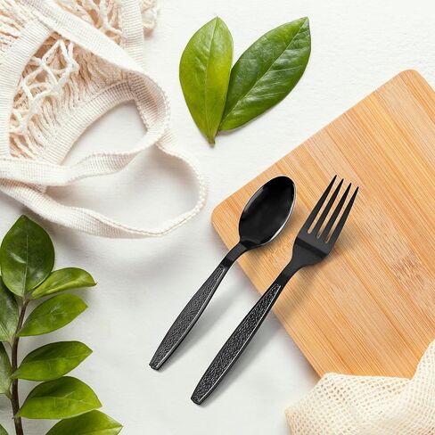 400 Count Plastic Silverware Heavy Duty - Clear Plastic Forks And Spoons Set - BPA Free Plastic Utensils Set - Heat Resistance Plastic Cutlery For All Occasions - 200 Forks And 200 Plastic Spoons in Saudi Arabia