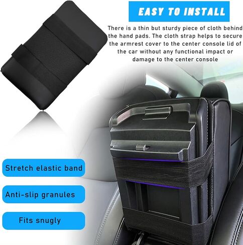 Car Center Console Armrest Pillow, 14"×8.3" Memory Foam Auto Armrest Box Cover with Cup Holder & Phone Holder, Waterproof Leather Arm Rest Protector Cushion, Car Accessories in Saudi Arabia