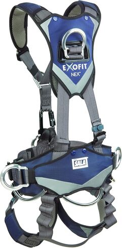 3M DBI-SALA ExoFit NEX 1113370 سرج الوصول/الإنقاذ بحبل أسود لكامل الجسم، 5 حلقات AlumD، حزام مع وسادة/حلقات جانبية على شكل حرف D، أشرطة للساق QC للقفل، صغير، أزرق/رمادي in Saudi Arabia