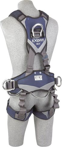 3M DBI-SALA ExoFit NEX 1113370 سرج الوصول/الإنقاذ بحبل أسود لكامل الجسم، 5 حلقات AlumD، حزام مع وسادة/حلقات جانبية على شكل حرف D، أشرطة للساق QC للقفل، صغير، أزرق/رمادي in Saudi Arabia