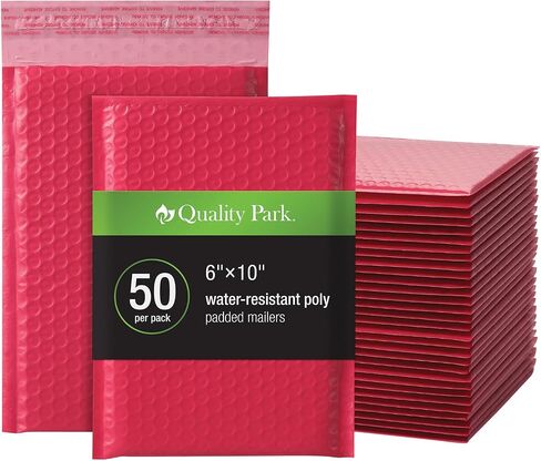 Quality Park Bubble Mailers, 6" x 9", Pink Poly Mailers, Padded Envelopes, Shipping Bags, Water Resistant, Self Seal, 50 Per Box (QUA85907) in Saudi Arabia