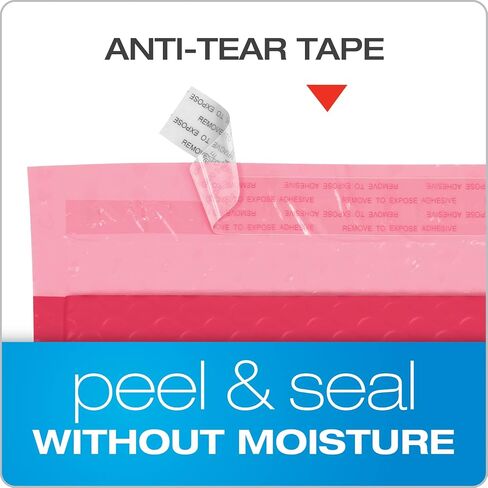Quality Park Bubble Mailers, 6" x 9", Pink Poly Mailers, Padded Envelopes, Shipping Bags, Water Resistant, Self Seal, 50 Per Box (QUA85907) in Saudi Arabia