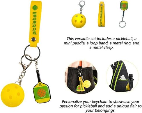 Pickleball Keychains - Mini Pickleball Ornaments for Pickleball Lovers Pickleball Keychain pickleball accessories gifts pickleball accessories women - Perfect Pickleball Gifts in Saudi Arabia