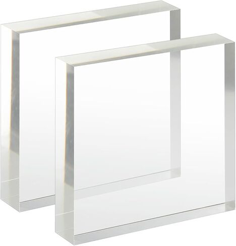 Hipiwe Square Acrylic Display Block - 4 Pcs Clear Acrylic Square Display Base for Jewelry Action Figures Display Risers Tabletop Necklace Display Stand Holder, 5.9"x5.9"x1" in Saudi Arabia
