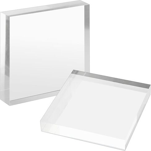 Hipiwe Square Acrylic Display Block - 4 Pcs Clear Acrylic Square Display Base for Jewelry Action Figures Display Risers Tabletop Necklace Display Stand Holder, 5.9"x5.9"x1" in Saudi Arabia