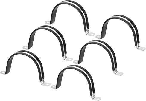 Unifizz 6Pcs 77mm(3") Cable Clamp, Rubber Cushioned Insulated Clamp 304 Stainless Steel U Shape Bracket Metal Hose Clamp Tube Holder for Pipe Wire Tube in Saudi Arabia