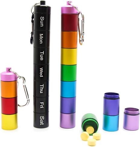 1 PCS Rainbow Metal Pill Organizer- Compact and Durable Medicine Organizer in Saudi Arabia