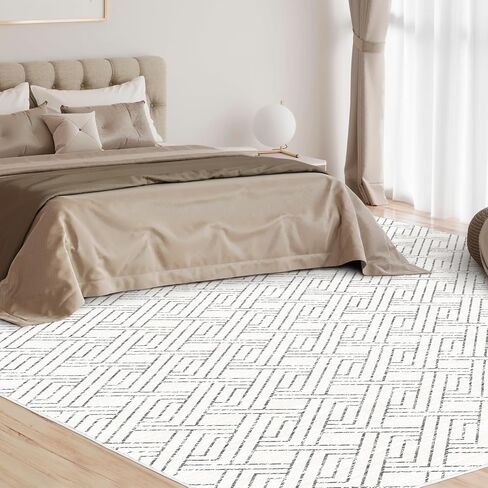 Pcinfuns Area Rug 8x10, Washable Rug for Living Room,Non Slip Rugs for Bedroom, Morden Farmhouse Indoor Floor Carpet for Bathroom Dining Room, Grey White Geometry in Saudi Arabia