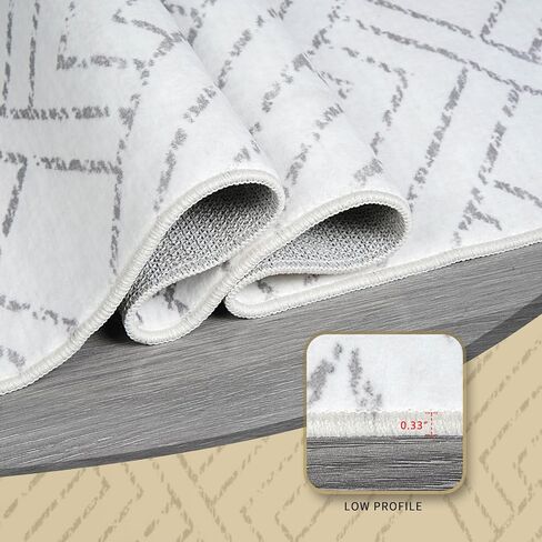 Pcinfuns Area Rug 8x10, Washable Rug for Living Room,Non Slip Rugs for Bedroom, Morden Farmhouse Indoor Floor Carpet for Bathroom Dining Room, Grey White Geometry in Saudi Arabia