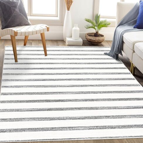 Pcinfuns Area Rug 8x10, Washable Rug for Living Room,Non Slip Rugs for Bedroom, Morden Farmhouse Indoor Floor Carpet for Bathroom Dining Room, Grey White Geometry in Saudi Arabia