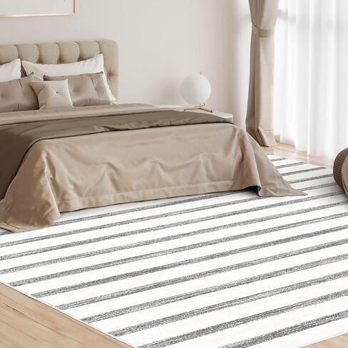 Pcinfuns Area Rug 8x10, Washable Rug for Living Room,Non Slip Rugs for Bedroom, Morden Farmhouse Indoor Floor Carpet for Bathroom Dining Room, Grey White Geometry in Saudi Arabia