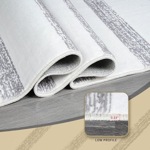 Pcinfuns Area Rug 8x10, Washable Rug for Living Room,Non Slip Rugs for Bedroom, Morden Farmhouse Indoor Floor Carpet for Bathroom Dining Room, Grey White Geometry in Saudi Arabia