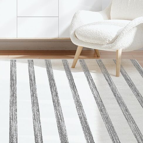 Pcinfuns Area Rug 8x10, Washable Rug for Living Room,Non Slip Rugs for Bedroom, Morden Farmhouse Indoor Floor Carpet for Bathroom Dining Room, Grey White Geometry in Saudi Arabia