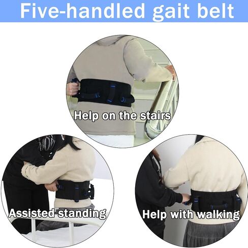 Gait Belts Transfer Belts for Seniors, Gate Belt for Elderly with 7 Handles, Walking Belt for Elderly Physical Therapy with Quick Release Buckle, Standing Aids & Supports in Saudi Arabia