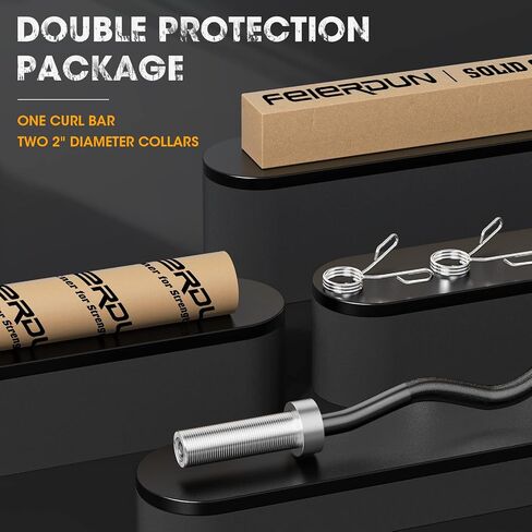 FEIERDUN Olympic EZ Curl Bar قضيب تدريب القوة، قضيب حديد من الكروم الملولب لرفع الأثقال، دفعات الورك، القرفصاء والطعنات بسعة 380 رطل in Saudi Arabia