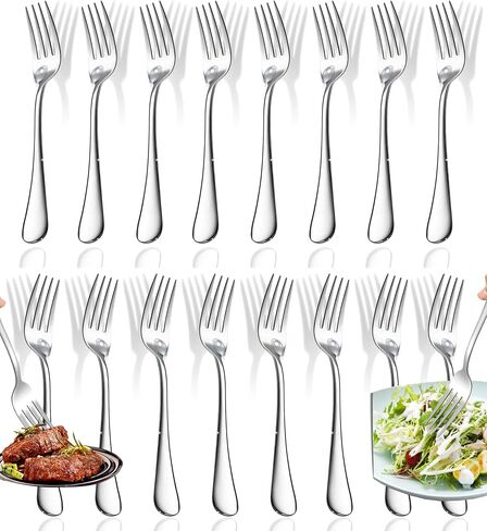 16 Pcs Dinner Forks, Top Food Grade Stainless Steel Forks Silverware Set, 8 Inch Flatware Forks, Table Forks Use for Home Kitchen Restaurant, Mirror Polished & Dishwasher Safe in Saudi Arabia
