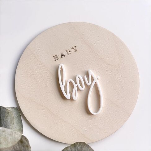FELIXTA SET 2 OF He's Here/She's Here Wooden Baby Announcement Sign, WHITE (06) in Saudi Arabia
