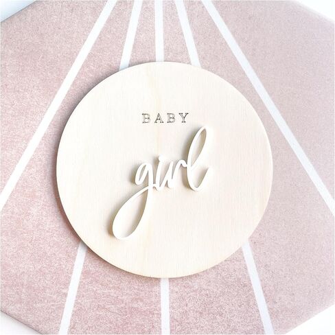 FELIXTA SET 2 OF He's Here/She's Here Wooden Baby Announcement Sign, WHITE (06) in Saudi Arabia