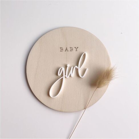 FELIXTA SET 2 OF He's Here/She's Here Wooden Baby Announcement Sign, WHITE (06) in Saudi Arabia