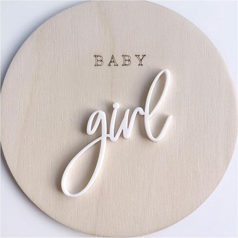 FELIXTA SET 2 OF He's Here/She's Here Wooden Baby Announcement Sign, WHITE (06) in Saudi Arabia