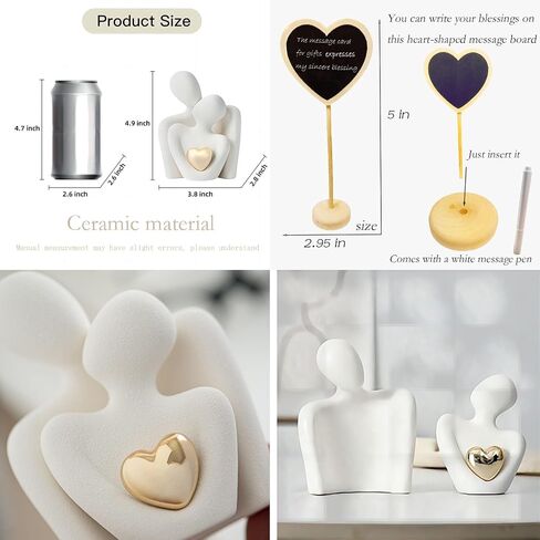 Heart Decor for Couple-Home Decor Living Room Sculptures Modern Home Office Decorations for Bedroom Couple Figurine Heart Decor(Black) in Saudi Arabia