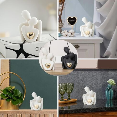 Heart Decor for Couple-Home Decor Living Room Sculptures Modern Home Office Decorations for Bedroom Couple Figurine Heart Decor(Black) in Saudi Arabia